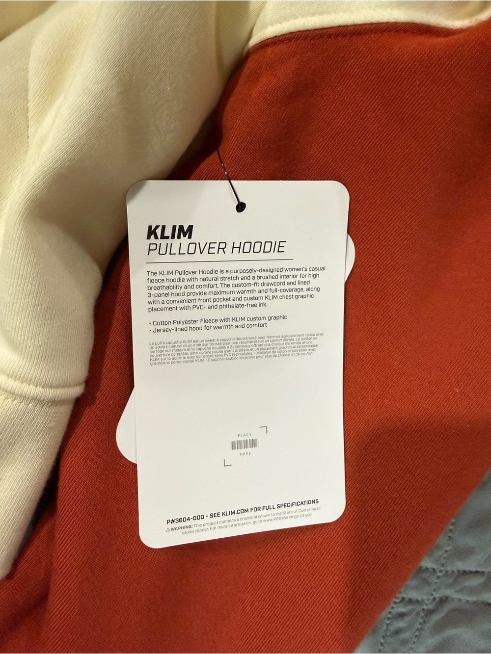 KLIM Women's Cream and Rust Pullover Hoodie size medium NWT - Picture 4 of 7